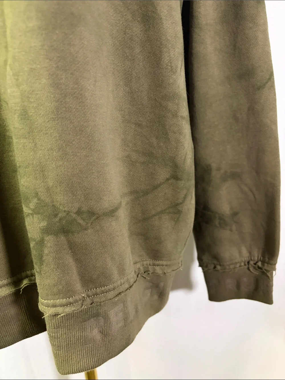 True Religion Camo Green Tie Die Debossed Rib Pullover Crewneck Sweatshirt